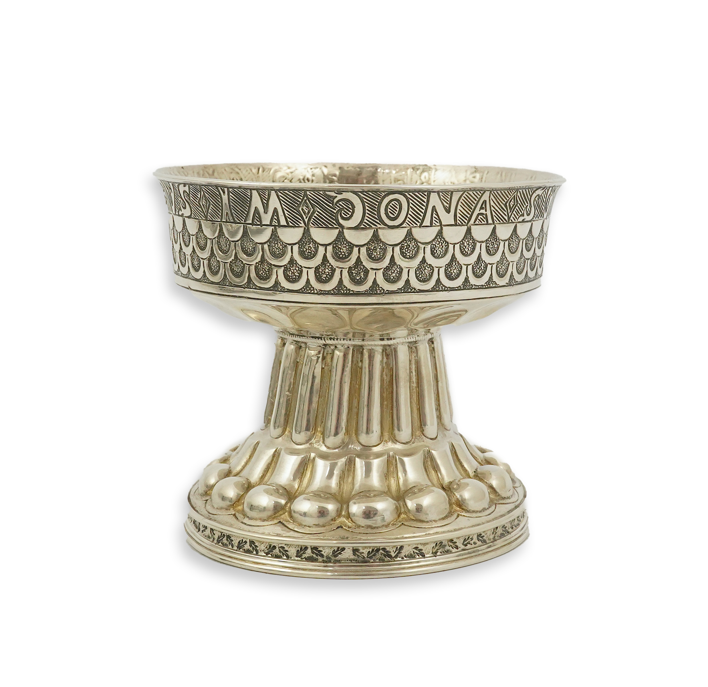 An Edwardian embossed silver replica model of the 16th century Tudor Cup or Holms Cup, by Nathan & Hayes